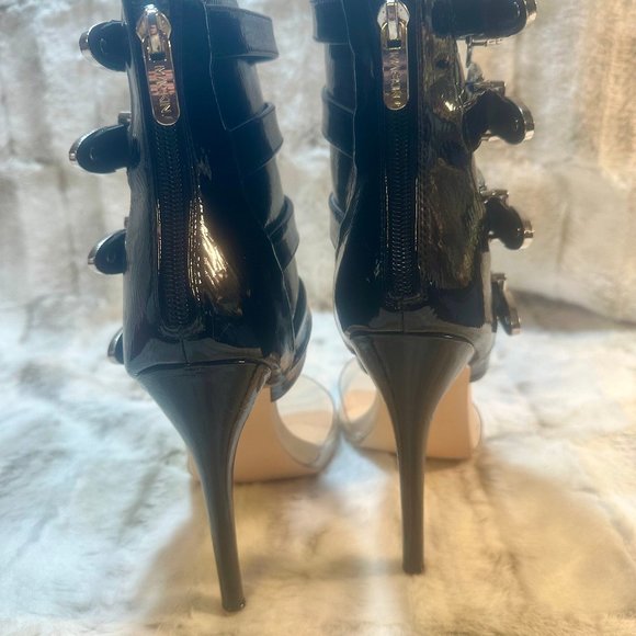 Mack J Western Inspired Patent Multi Strap High Heel Ankle Boot Sandals - Picture 6 of 9